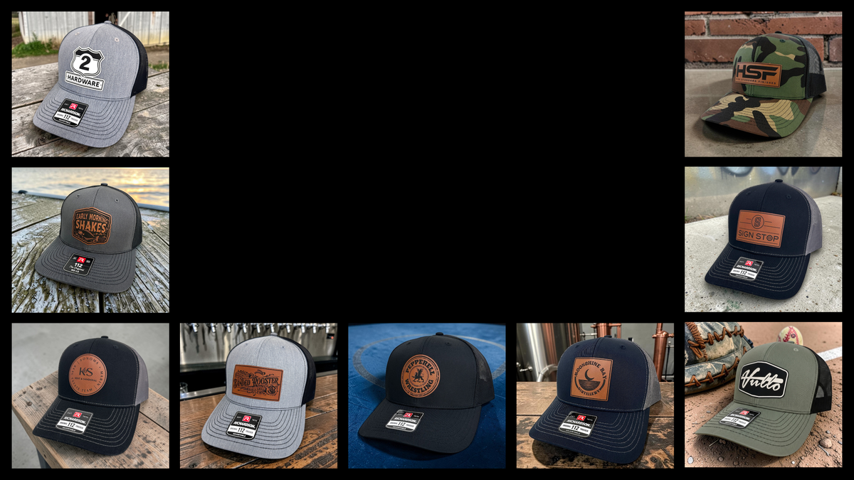 Bulk Richardson 112 custom company hats for business orders.