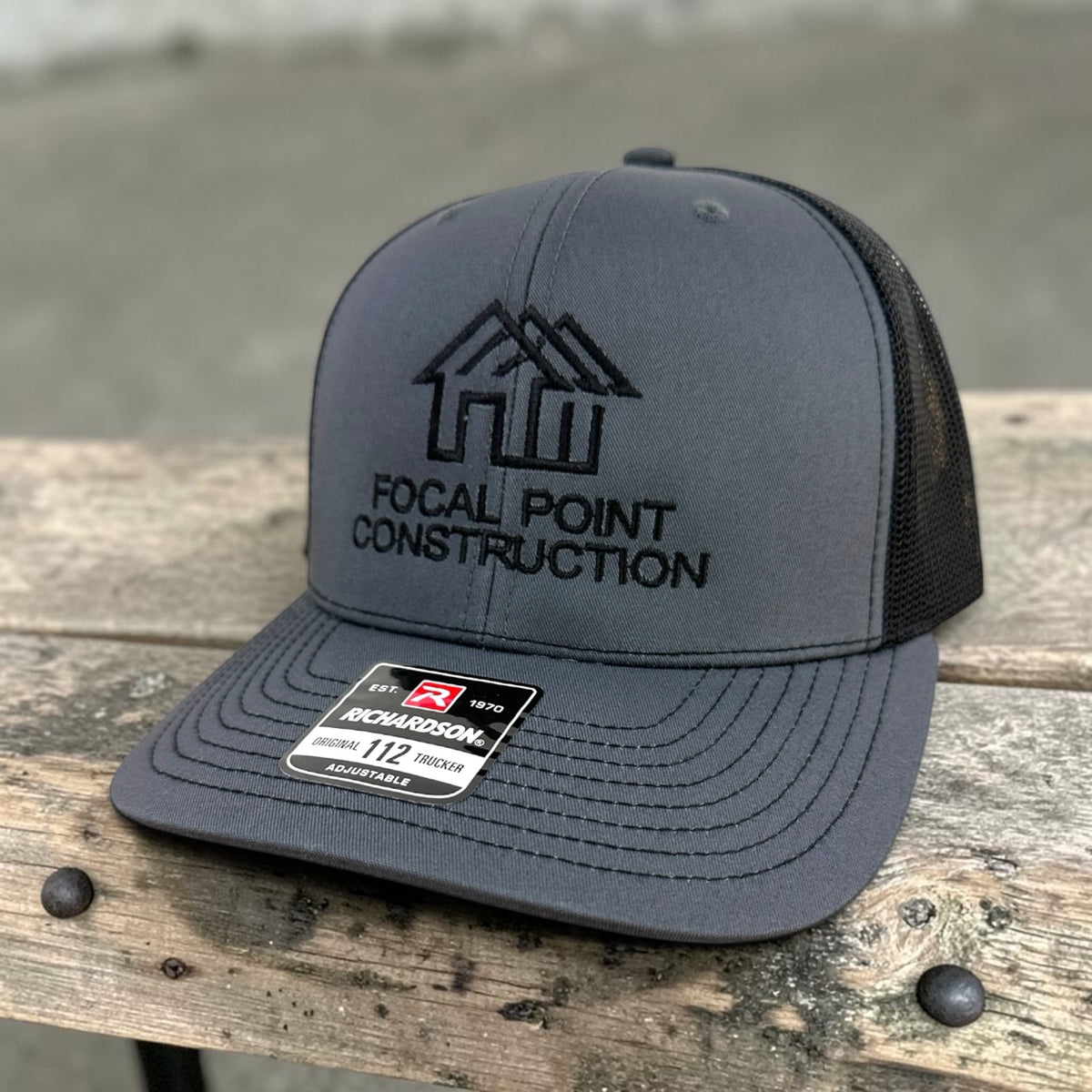Custom Richardson 112 company hat with embroidered business logo.