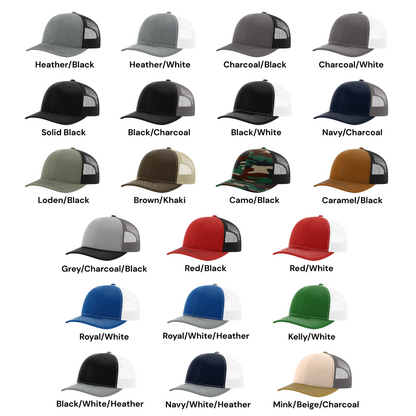 Richardson 112 trucker hat color options available for bulk custom company hat orders.